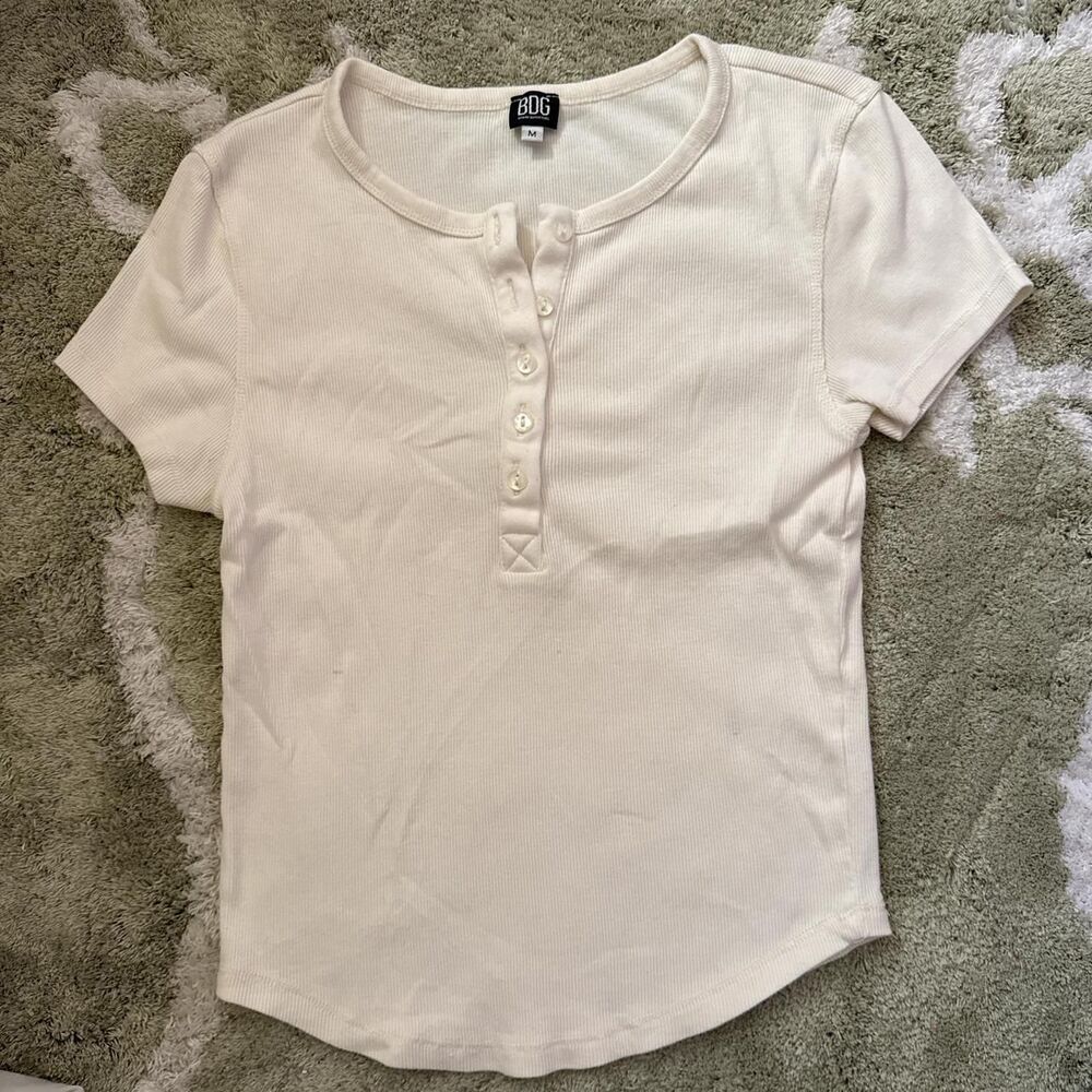 Bdg Women's White and Cream T-shirt